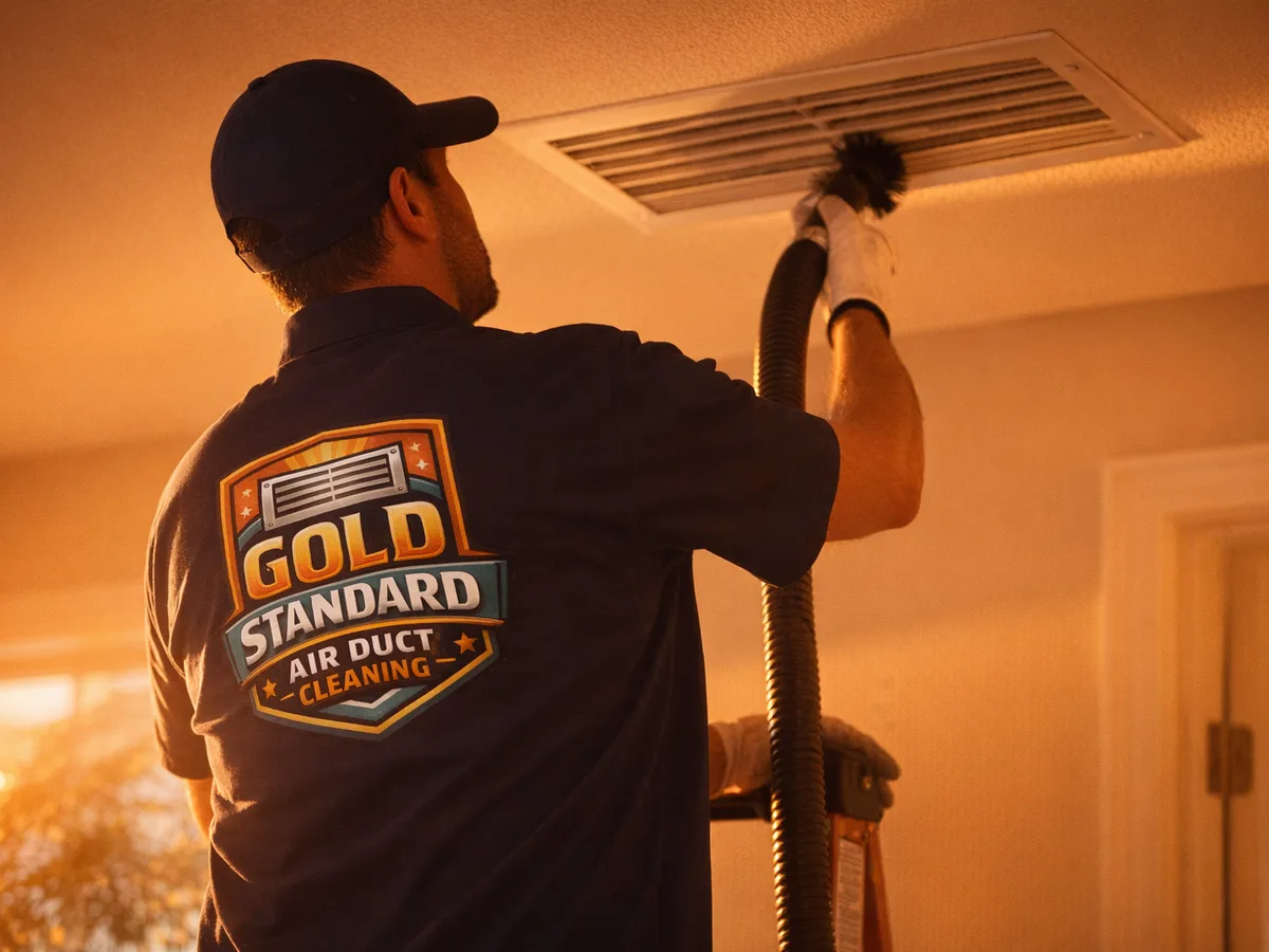 air duct cleaning technician on the job in Bodega Bay, CA